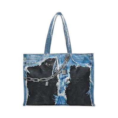 Acne Studios Trompe L'oeil Print Tote "Mid Blue"