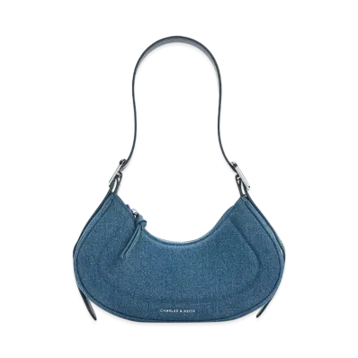 CHARLES & KEITH Petra Curved Shoulder Bag "DenimBlue"