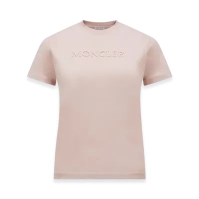 MONCLER Embroidered Tonal Logo Cotton T-Shirt "Pink"