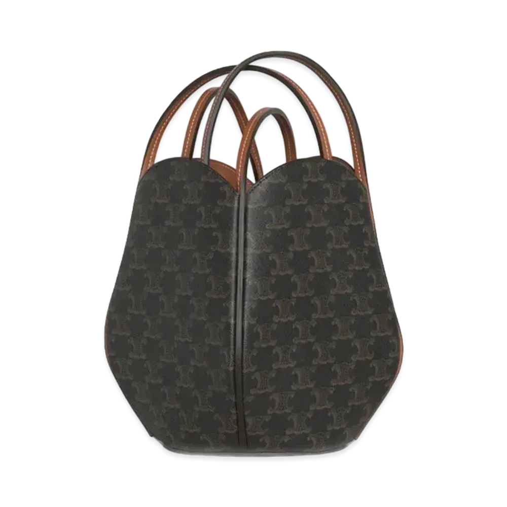 CELINE Marlou Bag in Triomphe Canvas and Calfskin "Tan"