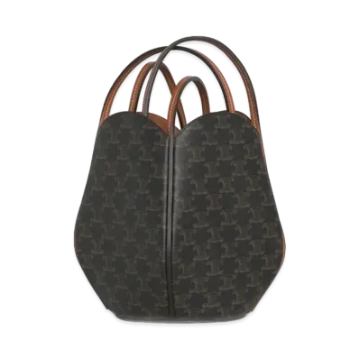 CELINE Marlou Bag in Triomphe Canvas and Calfskin "Tan"