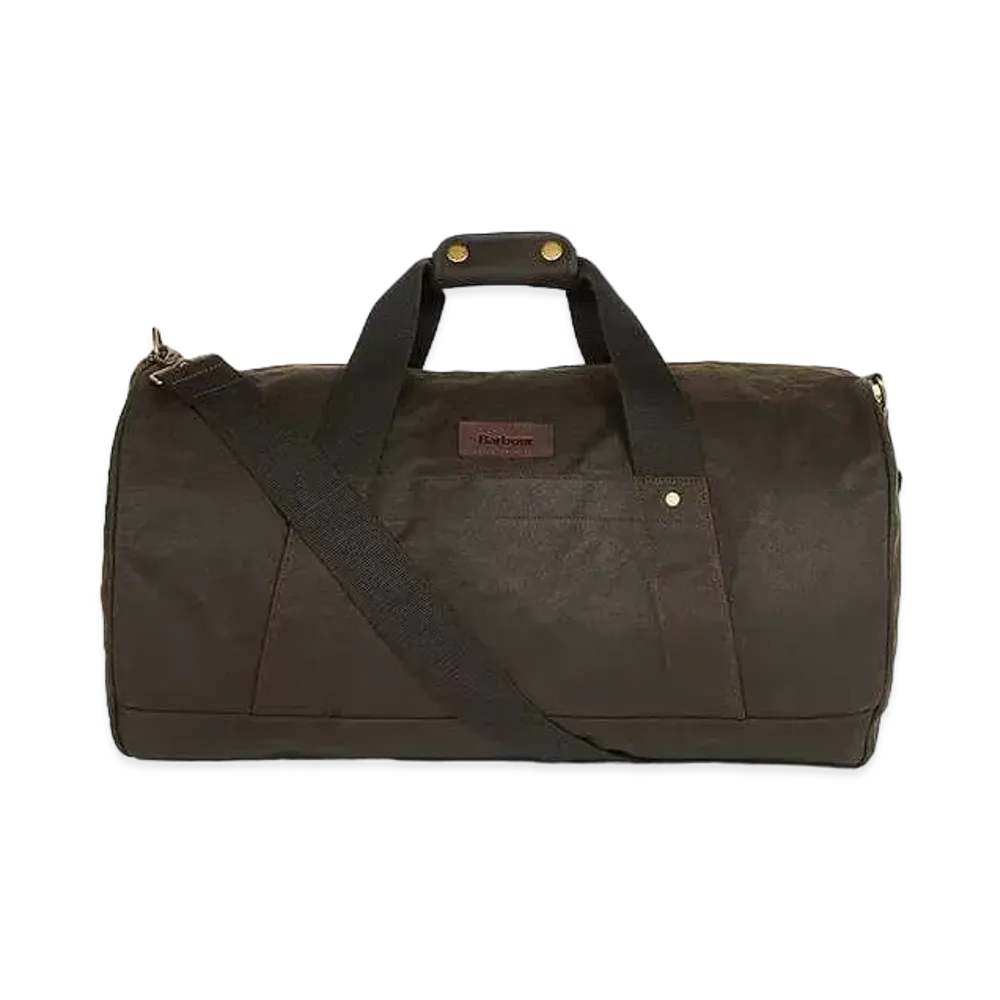 Barbour Essential Duffle Wax Cotton Boston Bag "Olive"