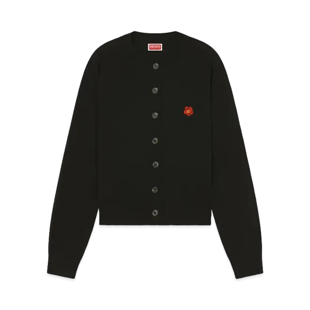 KENZO 'BOKE FLOWER' Wool Embroidered Cardigan "Black"