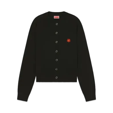 KENZO 'BOKE FLOWER' Wool Embroidered Cardigan "Black"
