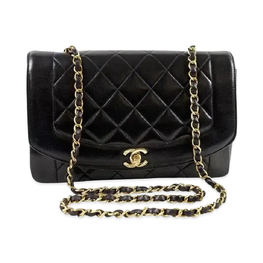 CHANEL Lambskin Matelasse Diana "Black"