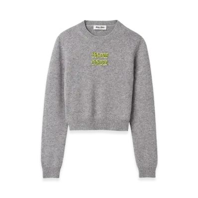 MIU MIU Women's Cashmere Sweater "Gray/Fern Green"