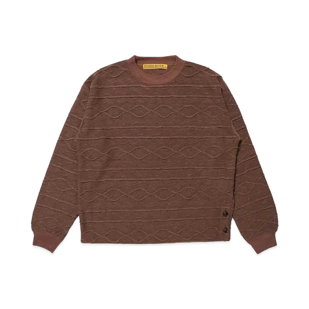 STUDIO SEVEN Side Button LS Knit Tee "BROWN"