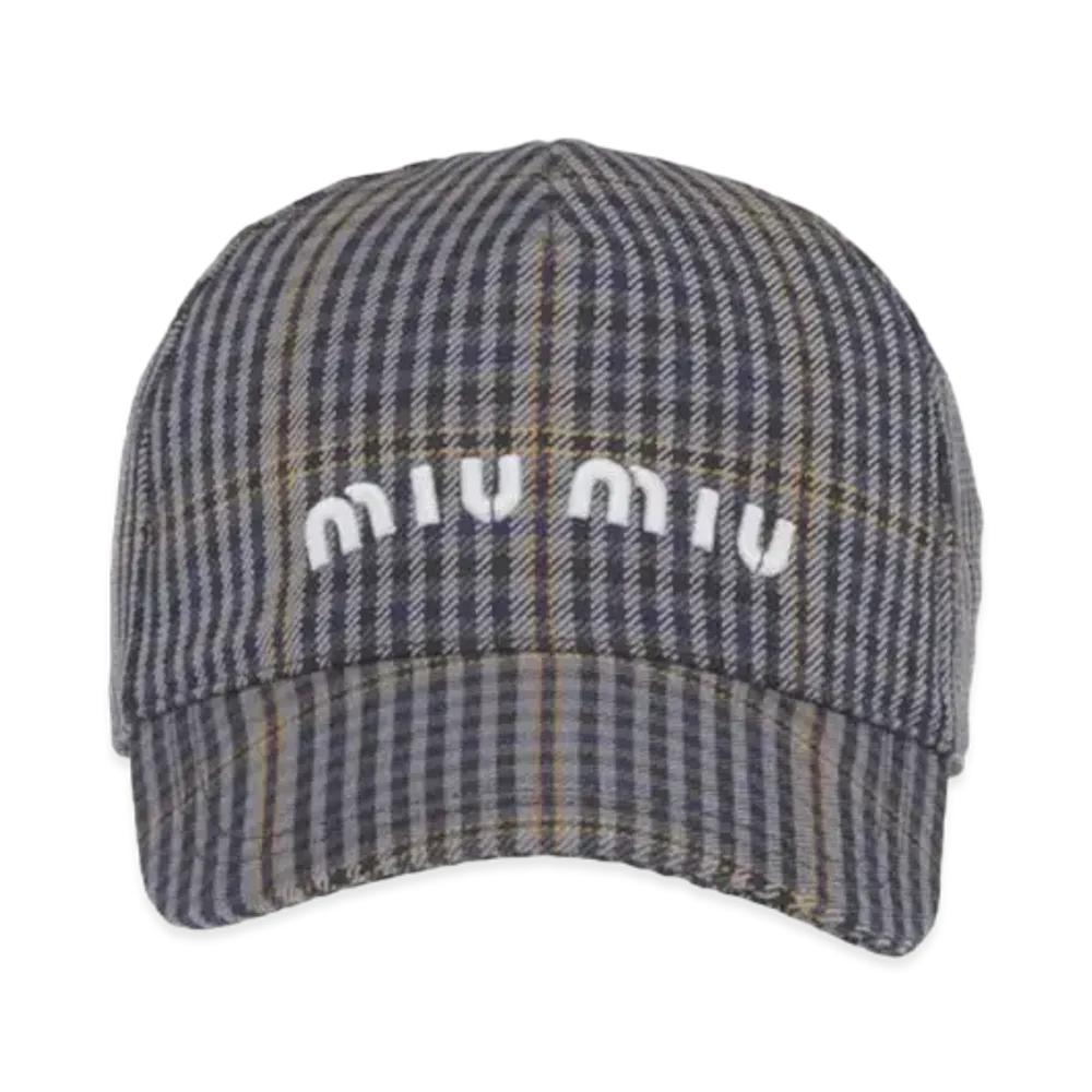 MIU MIU Print Fabric Baseball Cap "Navy"