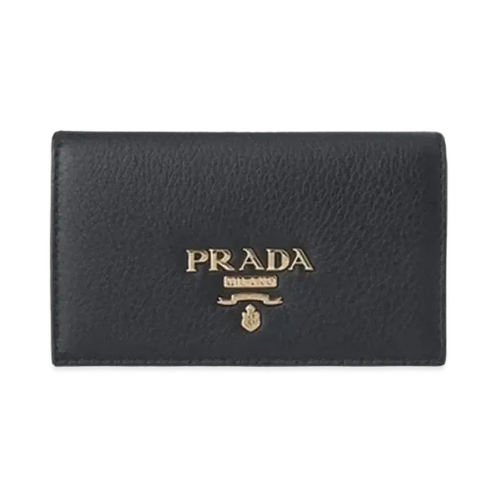 PRADA Vitello Grain Leather Card Holder "Black"