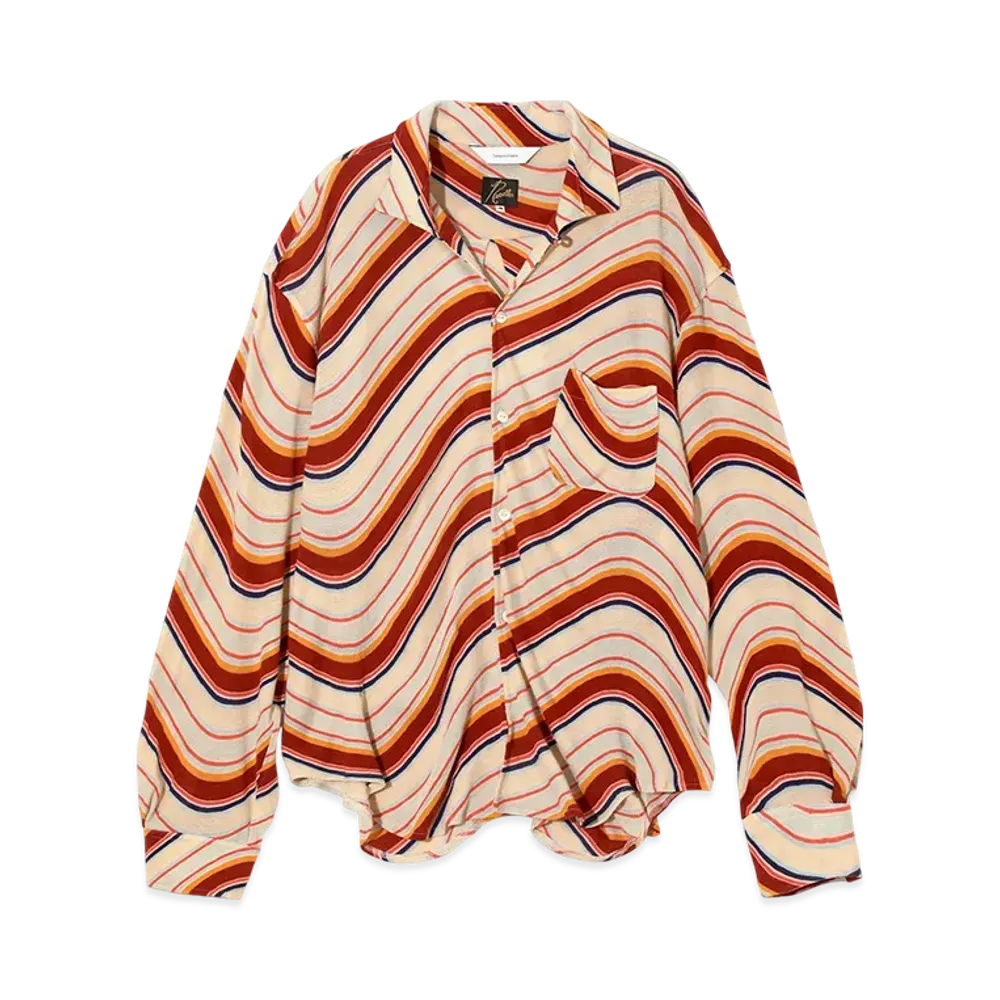 NEEDLES x Sasquatchfabrix. Collar Shirt - Psychedelic Border "Red"
