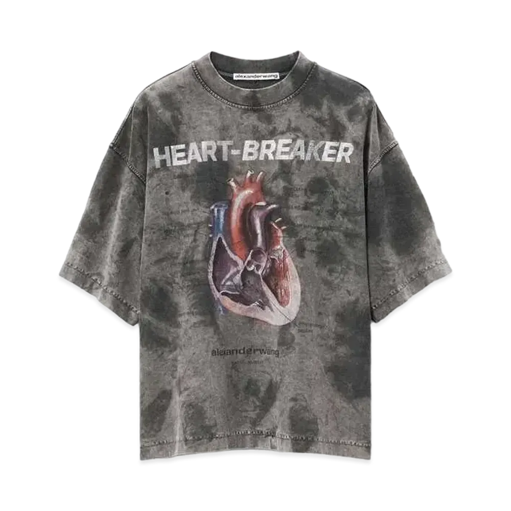 Alexander Wang Heartbreaker Cotton Jersey Graphic Print T-shirt "Storm Bleach Out"