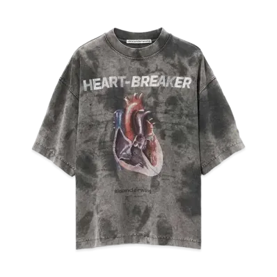 Alexander Wang Heartbreaker Cotton Jersey Graphic Print T-shirt "Storm Bleach Out"