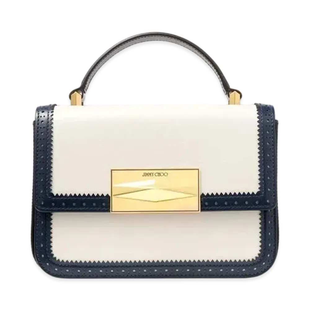 Jimmy Choo Diamond Top Handle Bag "Navy/Latte/Gold"