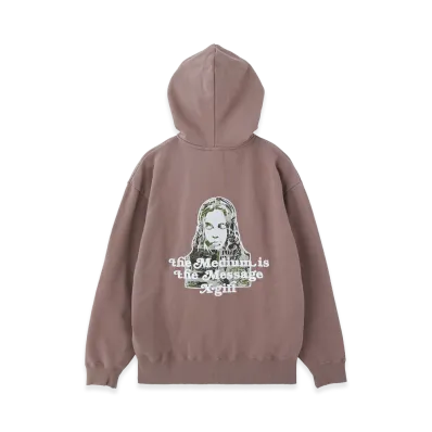 X-Girl Women's Brushed Collage Graphic Face Patch Zip Up Sweat Hoodie "Brown"