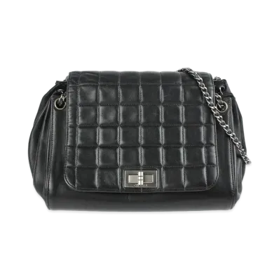 CHANEL Chocolate Bar 2.55 Chain Shoulder Bag Lambskin "Black/Silver"