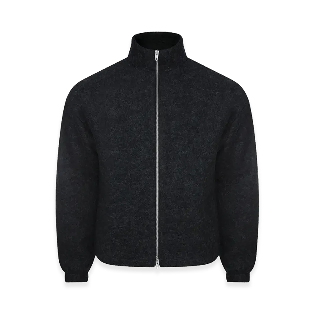 Jil Sander Wool Blend High Neck Zip-Up Jacket "Charcoal Gray"