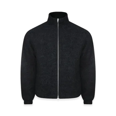 Jil Sander Wool Blend High Neck Zip-Up Jacket "Charcoal Gray"