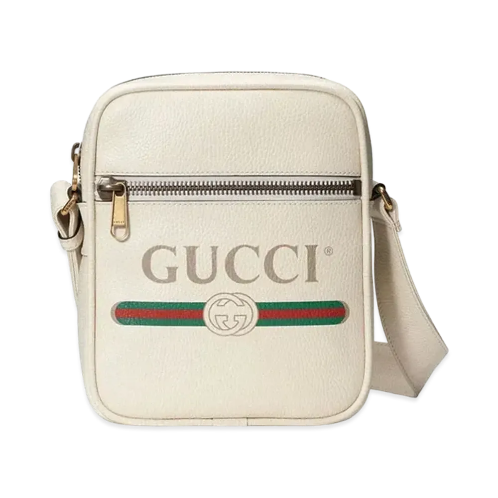 GUCCI Vintage Logo Print Messenger Bag "White"