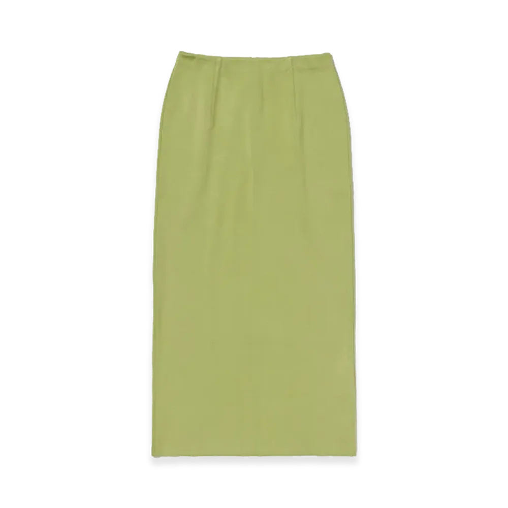 AURALEE Women's Double Faced Silk Cotton Knit Skirt "Light Green"