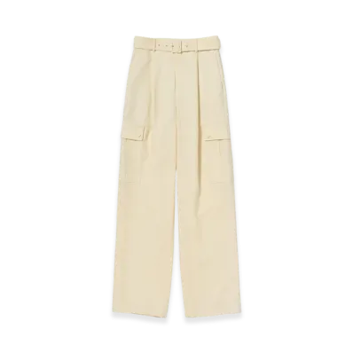 AURALEE Women's Structured Wool Double Cloth Cargo Pants "Top Ecru"