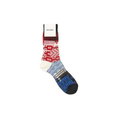 BEAMS Multi-Jacquard Socks "Chacoal"