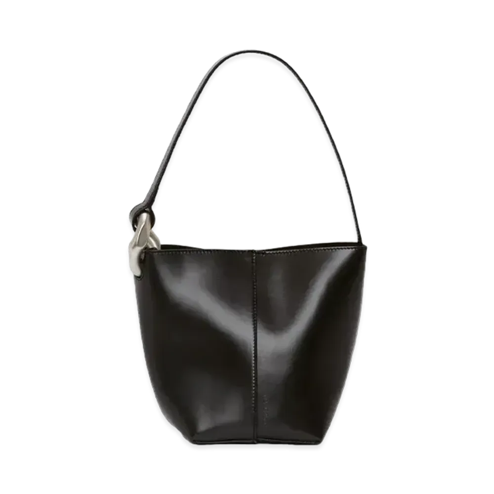 JW ANDERSON Small Corner Bucket Leather Bag "Black"