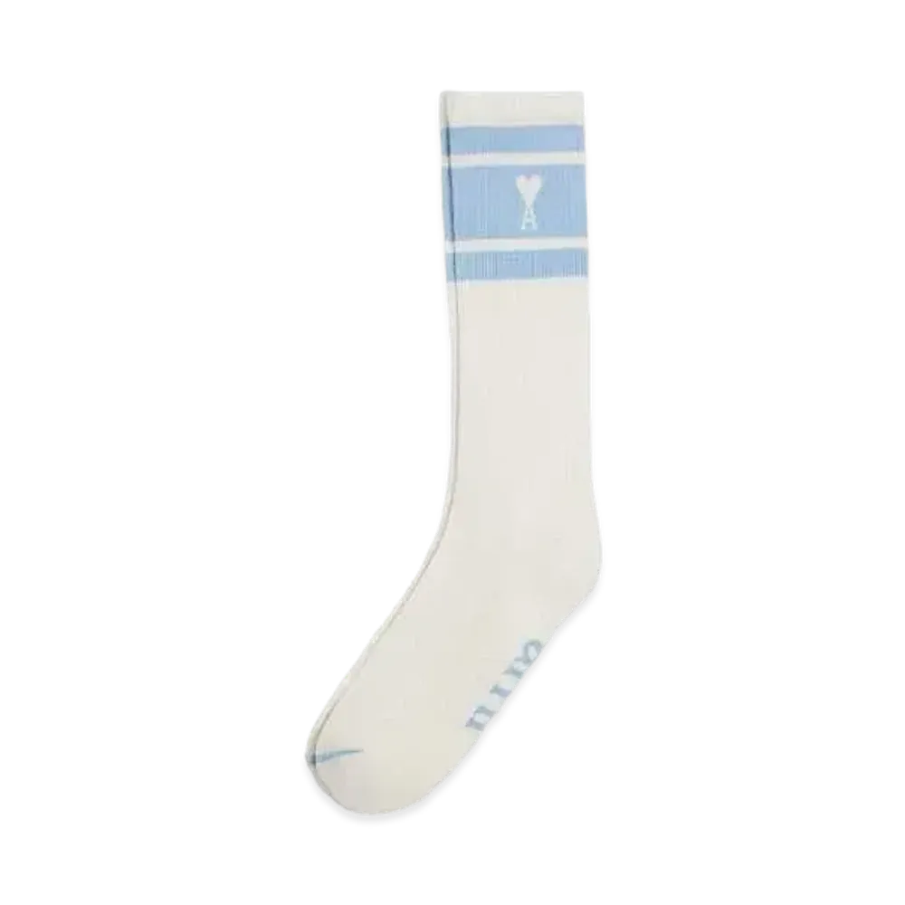 AMI PARIS Ami de Coeur Striped Socks "Cashmere Blue"
