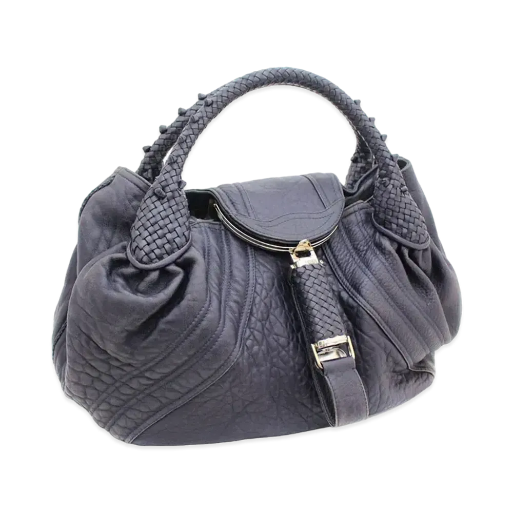 FENDI SPY Bag Leather hand Bag "Gray"