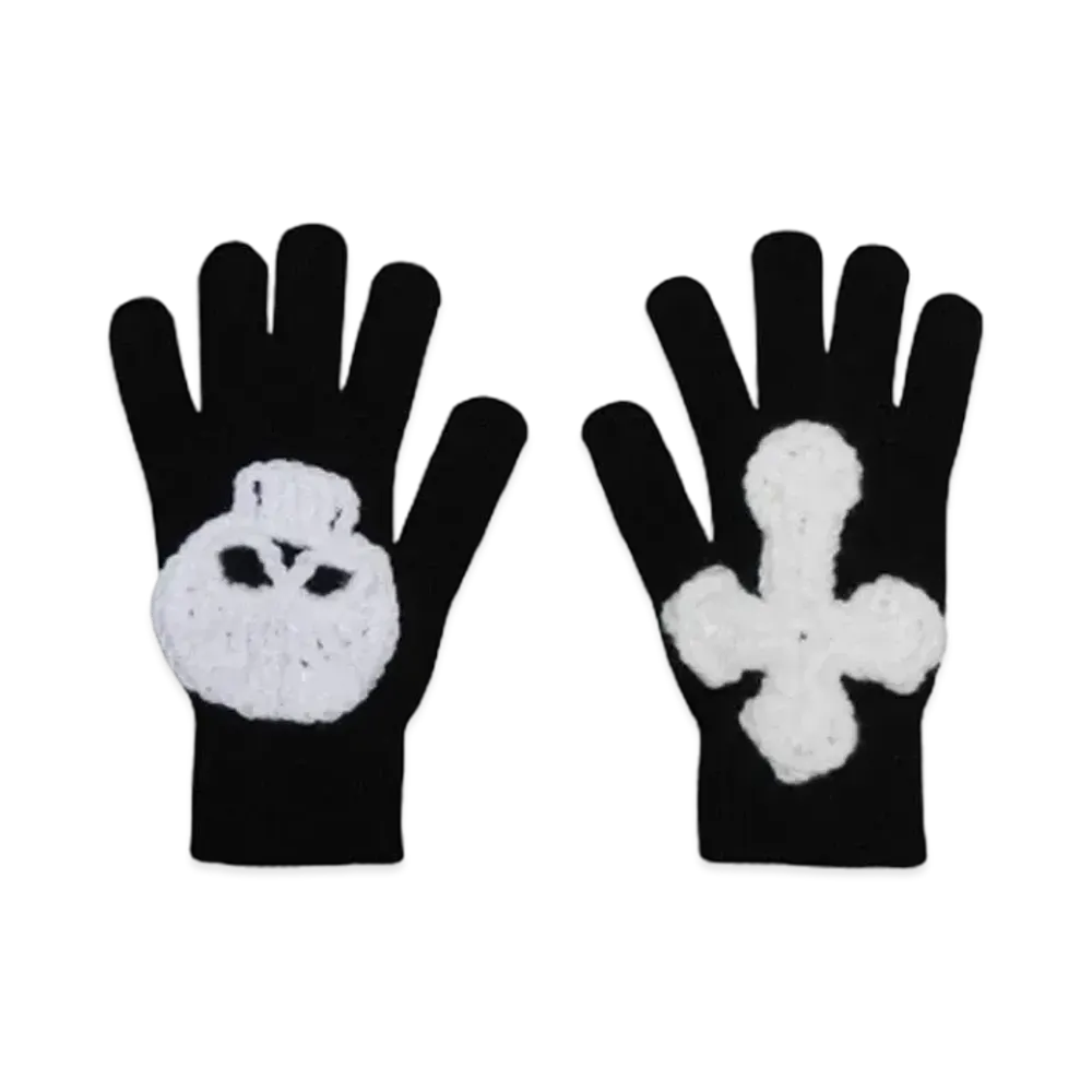 SYUMAN. Hand knitting Gloves "Black/White"