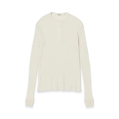 AURALEE Organic Soft Rib Henley Neck P/O "Ivory"