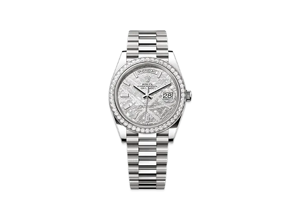 ROLEX Day-Date 40mm White Gold Diamond 228349RBR "Meteorite"