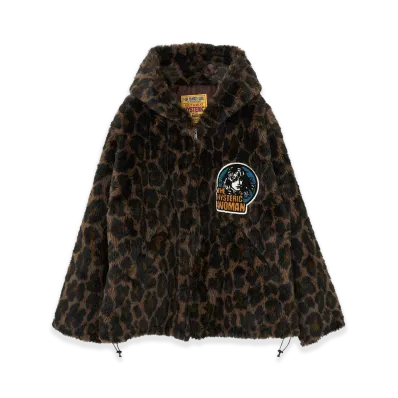 HYSTERIC GLAMOUR Women's The Hysteric Woman Patch Faux Fur Hooded Blouson "Brown"