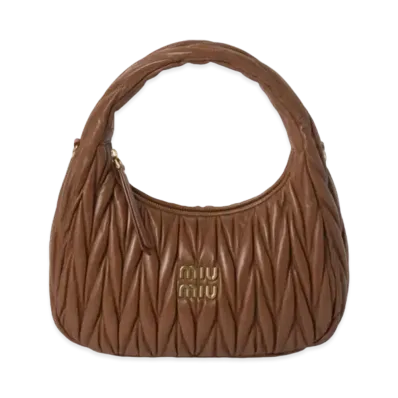 MIUMIU Wander Matelasse Nappa Leather Hobo Bag "Cognac"
