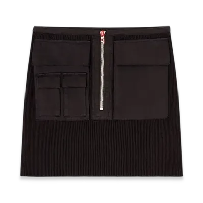 Diesel M-Meryn-Short Ribbed Mini Skirt With Cargo Pockets "Black"