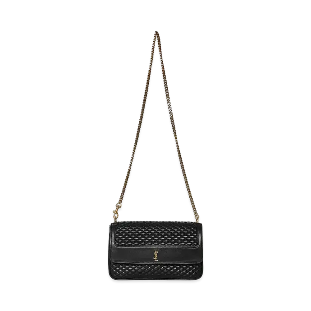 Saint Laurent Victoire Chain Bag In Quilted Lambskin "Black"