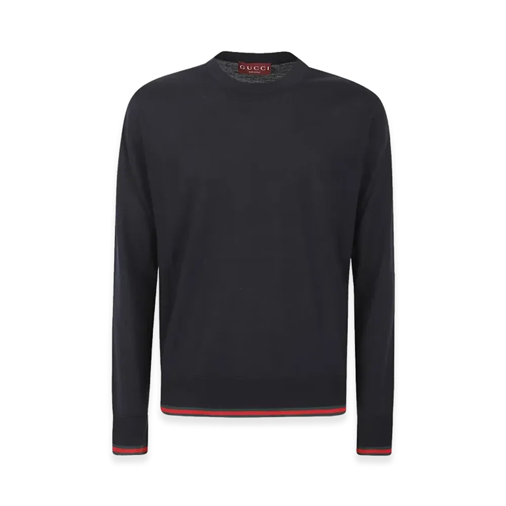 GUCCI Wool Sweater "Midnight Blue/Red"