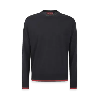 GUCCI Wool Sweater "Midnight Blue/Red"