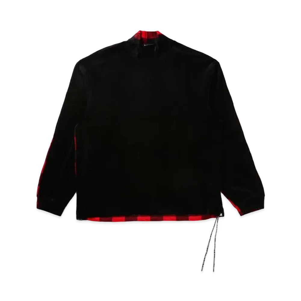 mastermind JAPAN Boxy Velour 2 Color Hi Neck Tee "Black Red"