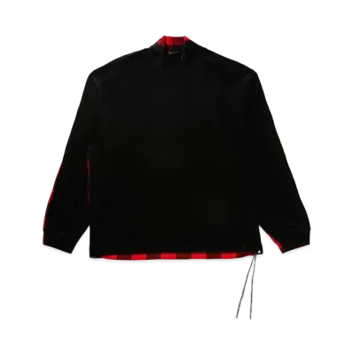 mastermind JAPAN Boxy Velour 2 Color Hi Neck Tee "Black Red"
