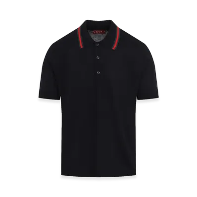 GUCCI Web Ribbon Polo Shirt "Blue"