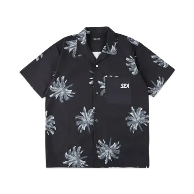 WIND AND SEA Palm tree (Pattern) Open Collar S/S Shirt "Black"