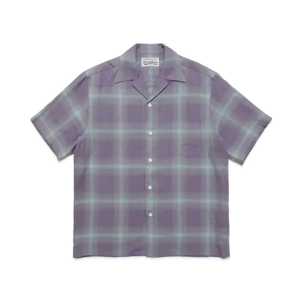 WACKO MARIA CHECK OPEN COLLAR SHIRT "Purple"