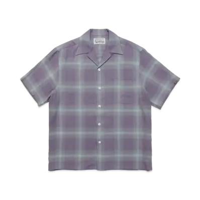 WACKO MARIA CHECK OPEN COLLAR SHIRT "Purple"