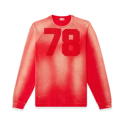 Diesel T-Roxter-LS-Mesh Faded Long-Sleeve T-Shirt With Mesh Front "Red"
