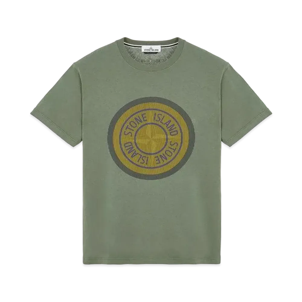 Stone Island 2NS89 COTTON JERSEY, 'LENTICULAR TWO' PRINT_SLIM FIT "Sage Green"