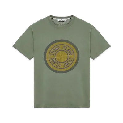 Stone Island 2NS89 COTTON JERSEY, 'LENTICULAR TWO' PRINT_SLIM FIT "Sage Green"