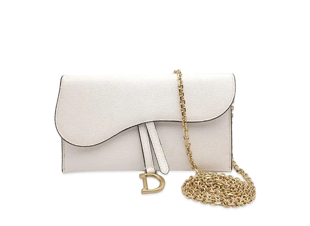 Dior Saddle Chain Long Wallet "White"