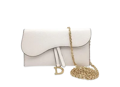Dior Saddle Chain Long Wallet "White"