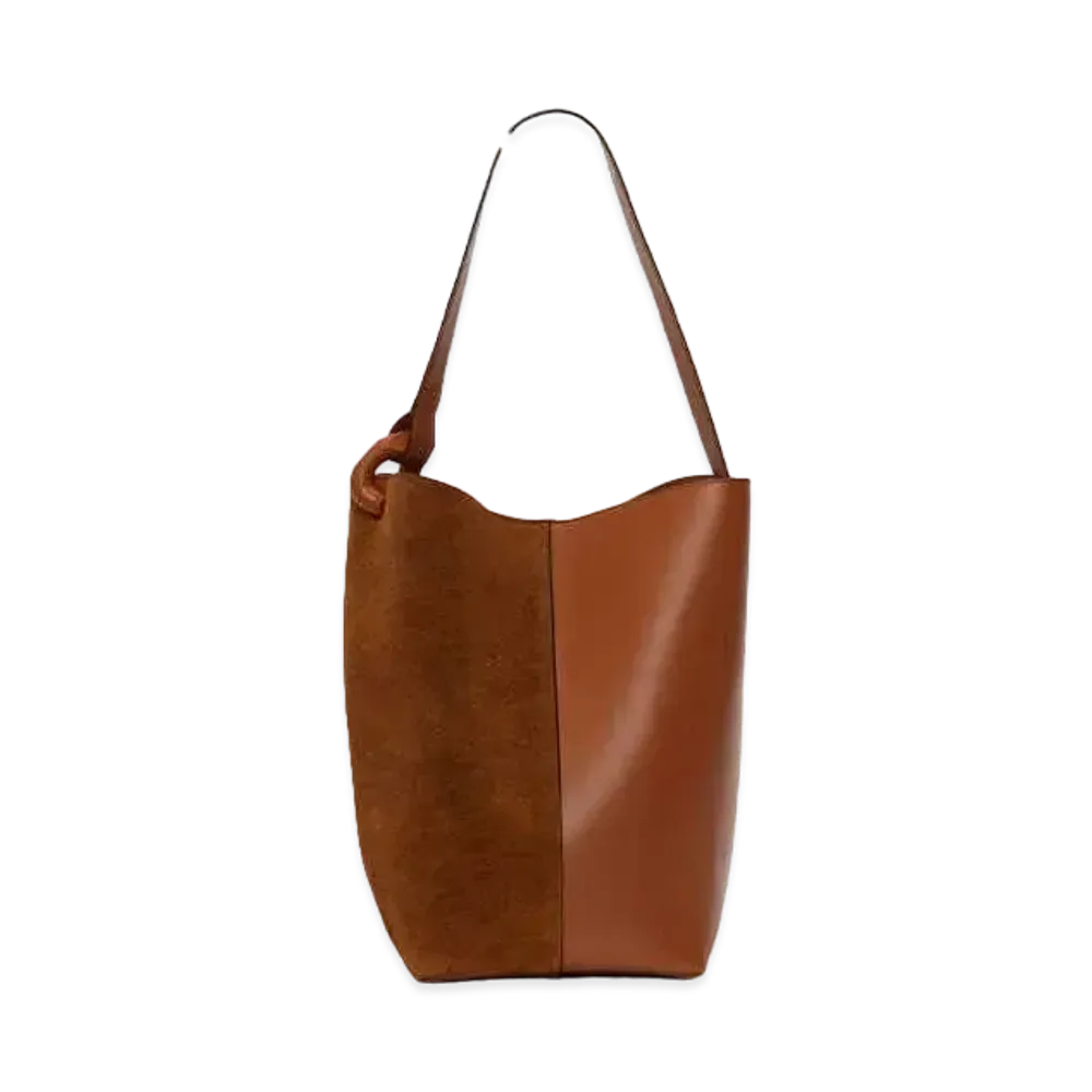 JW ANDERSON JWA Corner Bucket Suede Crossbody Bag "Dark Pecan"