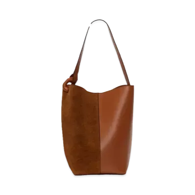 JW ANDERSON JWA Corner Bucket Suede Crossbody Bag "Dark Pecan"